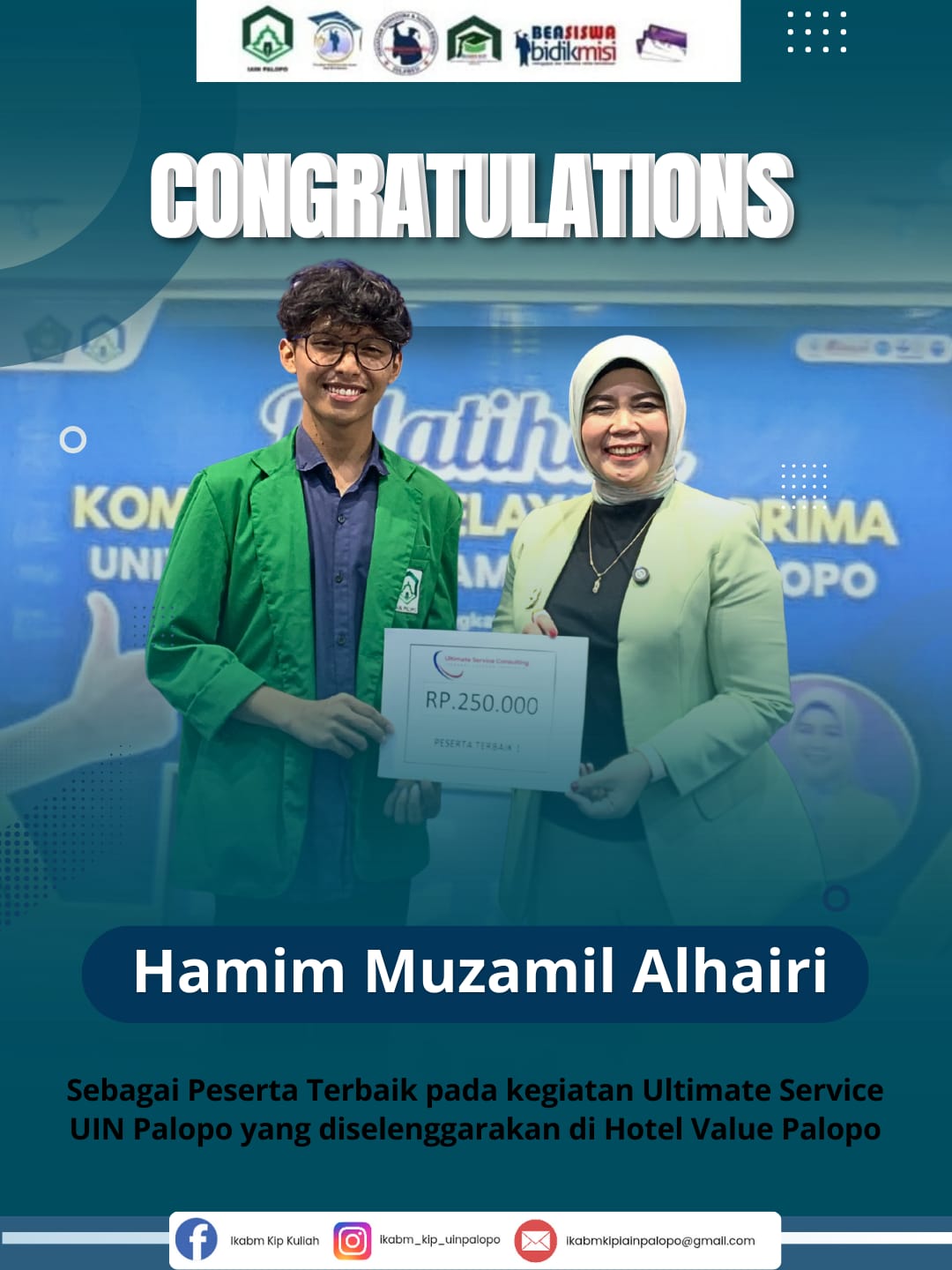 KIP-K Jadi Jembatan Lahirnya Generasi Berprestasi: Hamim Muzamil Alhairi Buktikan di UIN Palopo